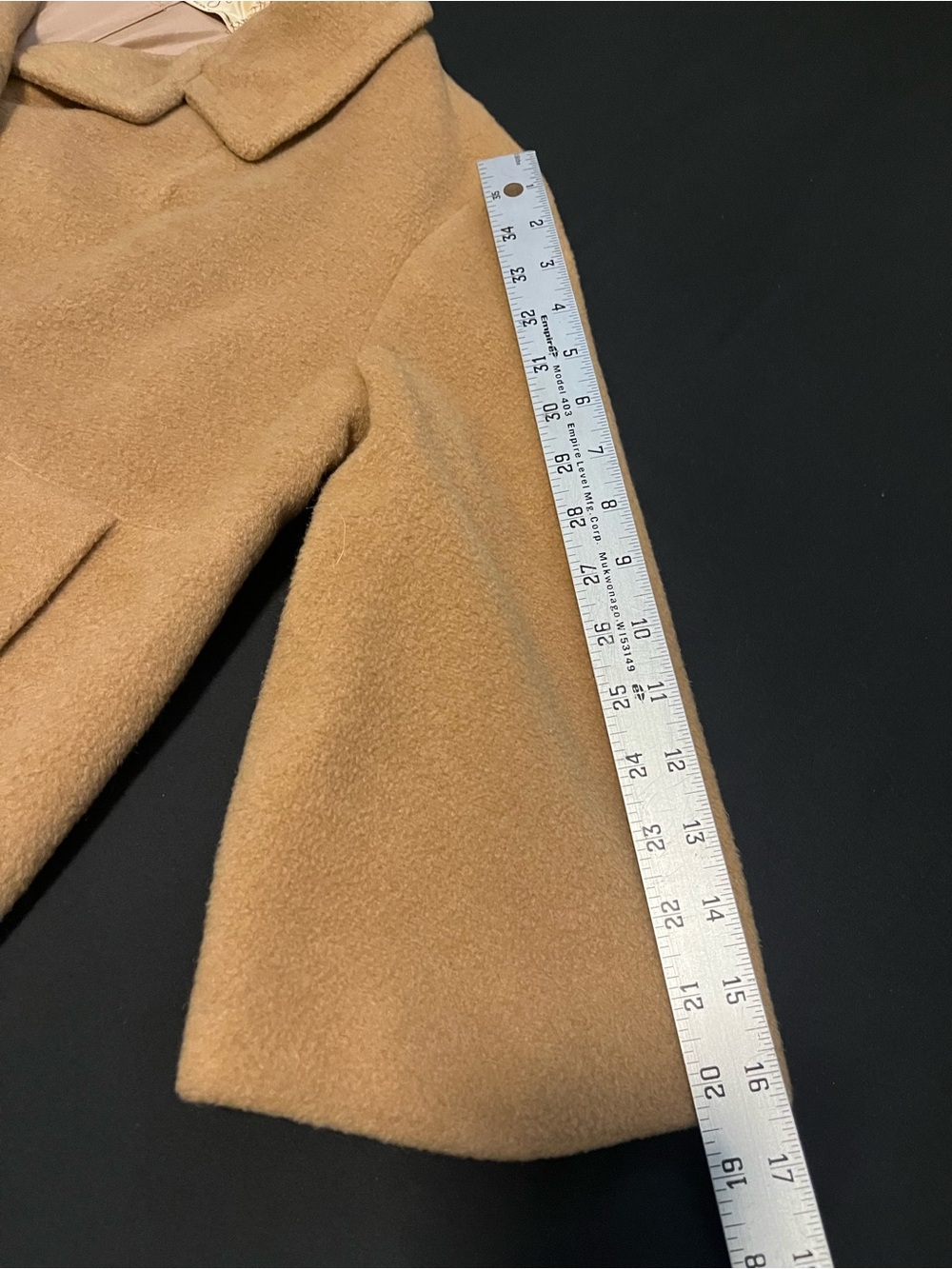 Classic Camel Pea Coat - Button Front Short Coat - Picture 7 of 12